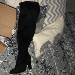 Over the knee black heel boots size 10
